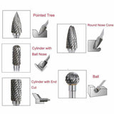 5pcs 10mm 1/4 inch Tungsten Carbide Milling Cutter Rotary Tool Burr Grinder Shank Drill Dremel Bits Electric Grinding Accessories