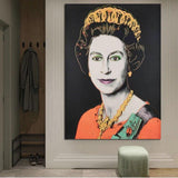 Hand PaintedQueen Elizabeth II Canvas Hand Painted Oil Painting Andy Warhol s