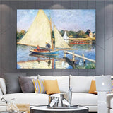 Hand Painted Claude Monet Boaters at Argenteuil 1874 Impression Art Landscape Oil Paintings