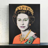 Hand PaintedQueen Elizabeth II Canvas Hand Painted Oil Painting Andy Warhol s