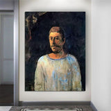 Hand Painted Oil Painting Paul Gauguin Self-Portrait: Near the Crucifixion Figure Nordic Abstract Retro Landscape