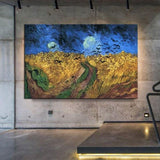 Hand Painted Van Gogh Famous Oil Painting Rye Crows Canvas