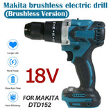 18V Electric Brushless Cordless Drill Driver Screwdriver Rechargeable Power Tool Screwdriver Wireless Power for Makita Battery