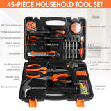 Multifunction Hand Tool Sets Household Repair Tool Kit Screwdriver Hammer Wrench Saw Scissors Flashlight Multi-tool with Case