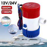 12V 24V Bilge Pump 500gph 1100gph Submersible Bilge Water Pump for Boat Seaplane Motor Fishing Boat Aquarium Swimming Pool