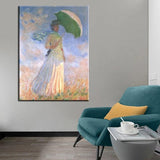 Hand Painted Impressionist Oil Painting Claude Monet Woman with A Parasol Famous Canvas Decor