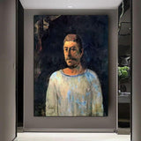 Hand Painted Oil Painting Paul Gauguin Self-Portrait: Near the Crucifixion Figure Nordic Abstract Retro Landscape