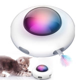 Cats Teaser Toys Automatic Feather Teaser UFO Turntable Cat Catching Training Toys Interactive Teaser Pet Steering Chasing Toy