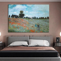Hand Painted Monet Impression Poppies Abstract Oil Painting Arts Decoration