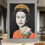Hand PaintedQueen Elizabeth II Canvas Hand Painted Oil Painting Andy Warhol s