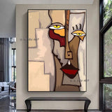 Hand Painted Picasso Abstract Figures Blending In Face Canvas Painting