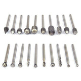 20pcs HSS Carbide Burr Set Rotary Drill Bits Milling Cutter Grinder Carving Engraving Polishing Tool Woodworking Drill Bit