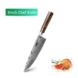 Kitchen Knife Chef Knives Japanese 7Cr17 440C High Carbon Stainless Steel Imitation Damascus Sanding