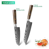 Kitchen Knife Chef Knives Japanese 7Cr17 440C High Carbon Stainless Steel Imitation Damascus Sanding