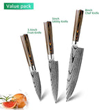 Kitchen Knife Chef Knives Japanese 7Cr17 440C High Carbon Stainless Steel Imitation Damascus Sanding