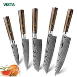 Kitchen Knife Chef Knives Japanese 7Cr17 440C High Carbon Stainless Steel Imitation Damascus Sanding