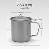 Titanium Outdoor Cup Camping Mug Picnic Utensils Tableware Lightweight Outdoor Cooking Equipment Hiking Tableware