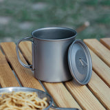 Titanium Outdoor Cup Camping Mug Picnic Utensils Tableware Lightweight Outdoor Cooking Equipment Hiking Tableware