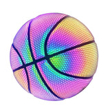 Colorful Holographic Reflective Basketball Ball PU Leather Wear-Resistant Night Game Street Glowing Basketball