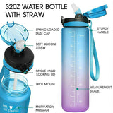 1L Portable Sports Water Bottle Time Marker Leak-Proof Bounce Lid Water Cup Outdoor Sport Fitness Drinking Bottle with Straw