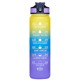 1L Portable Sports Water Bottle Time Marker Leak-Proof Bounce Lid Water Cup Outdoor Sport Fitness Drinking Bottle with Straw