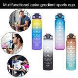1L Portable Sports Water Bottle Time Marker Leak-Proof Bounce Lid Water Cup Outdoor Sport Fitness Drinking Bottle with Straw