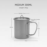 Titanium Outdoor Cup Camping Mug Picnic Utensils Tableware Lightweight Outdoor Cooking Equipment Hiking Tableware