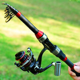 Left Right Hand Interchangeable Foldable Fishing Rod with Spinning Reel Anti Slip Portable Ultra Light Pole Fishing Tackle Tools