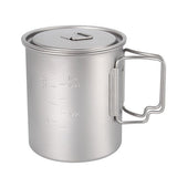 1pc Camping Titanium Pot Mug Cup Coffee Pot Outdoor 600ml Titanium Camping Picnic Mountain Climbing Drinking Cup