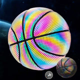 Colorful Holographic Reflective Basketball Ball PU Leather Wear-Resistant Night Game Street Glowing Basketball
