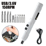 Mini Electric Screwdriver Bit Set Portable 3.6V USB Rechargeable Screw Driver Cordless Power Tools Accessories Repair Set