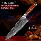 Xinzuo 8.5 Inch Chef Knives High Carbon Vg10 Japanese 67Layer Damascus Kitchen Knife Stainless Steel