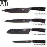 Xyj Kitchen Knife Cook Sets Damascus Pattern 7Cr17 Stainless Steel Chef Slicing Santoku Utility