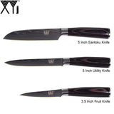 Xyj Kitchen Knife Cook Sets Damascus Pattern 7Cr17 Stainless Steel Chef Slicing Santoku Utility