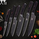 Xyj Kitchen Knife Cook Sets Damascus Pattern 7Cr17 Stainless Steel Chef Slicing Santoku Utility