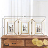 Home Decoration Ornaments Birthday Gifts Frame Golden Shelf With Glass Foldable Photo Frame Travel Accessories Nordic Fashion
