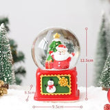 Christmas Crystal Ball Music Box with Light Snowflakes Xmas Christmas Snow Globe Glass Music Box Stant Claus Snowman Ornaments