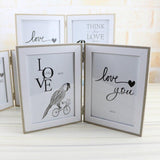 Creative Household Wooden Three Floding Photo Frames Ornaments Glass Photo Frames Desktop Crafts Home Decoration Birthday Gifts