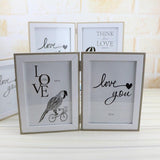 Creative Household Wooden Three Floding Photo Frames Ornaments Glass Photo Frames Desktop Crafts Home Decoration Birthday Gifts