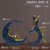 Home Decoration Creative Resin Reading Girl On The Moon Figurines Miniature Furnishings Desktop Craft Yoga Beauty Ornament Craft