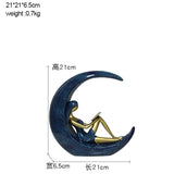 Home Decoration Creative Resin Reading Girl On The Moon Figurines Miniature Furnishings Desktop Craft Yoga Beauty Ornament Craft