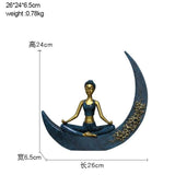 Home Decoration Creative Resin Reading Girl On The Moon Figurines Miniature Furnishings Desktop Craft Yoga Beauty Ornament Craft
