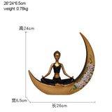 Home Decoration Creative Resin Reading Girl On The Moon Figurines Miniature Furnishings Desktop Craft Yoga Beauty Ornament Craft