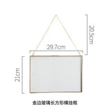 Nordic Light Luxury Gold Brass Hanging Frame 6 inch 8 inch Living Room Wall Hanging Decor Photo Frames Ornaments Wedding Gifts