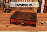 Retro Wooden Jewelry Storage Box Antique Storage Wooden Box ID Box with Lock Ornaments Cosmetic Boxes Household Decor Craft Gift
