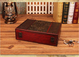 Retro Wooden Jewelry Storage Box Antique Storage Wooden Box ID Box with Lock Ornaments Cosmetic Boxes Household Decor Craft Gift