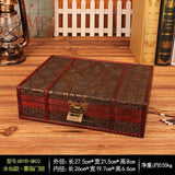 Retro Wooden Jewelry Storage Box Antique Storage Wooden Box ID Box with Lock Ornaments Cosmetic Boxes Household Decor Craft Gift