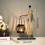 Handmade Metal Men Candlestick Ornament Home Decoration Candle Holder Candlestick Decor Miniature Model Handmade Figurines Art Gifts