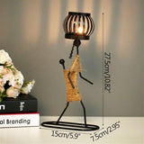 Handmade Metal Men Candlestick Ornament Home Decoration Candle Holder Candlestick Decor Miniature Model Handmade Figurines Art Gifts