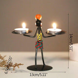 Handmade Metal Men Candlestick Ornament Home Decoration Candle Holder Candlestick Decor Miniature Model Handmade Figurines Art Gifts